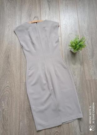 Бежеве нюдовое тілесне бавовна офісне класичне плаття сарафан футляр міді9 фото