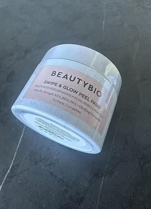 Відлущувальні та освітлювальні пілінг-педи beautybio swipe & glow peel pads with aha, bha, pha + niacinamide 50 шт