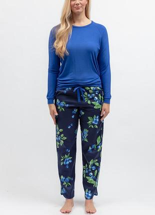 Пижама женская cyberjammies midnightberry 5779-5673 модал и хлопок свободный крой комфортная 26/6xl синий с ягодным принтом