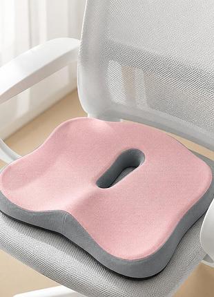 Ортопедическая подушка для сидения с отверстием memory foam 38х30х6 см для кресла, авто