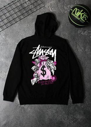 Худи черный stussy-money осень