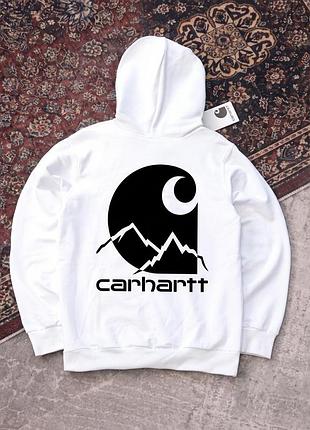 Худи (белый) carhartt-лого черный осень