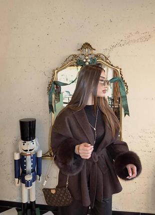 Пальто жіноче кашемірове oversize шоколадний