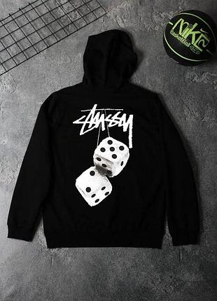 Худи черный stussy-kub осень