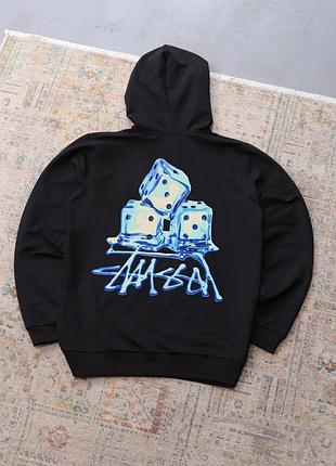 Худи черный stussy-ice осень