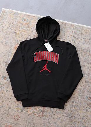 Худи черный jordan-red надпись осень