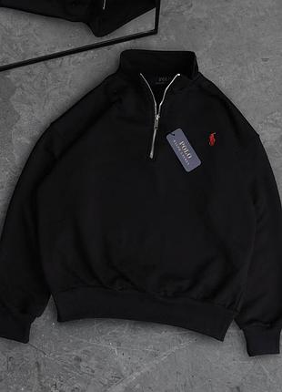Свитшот с воротником черный polo ralph lauren - демисезон