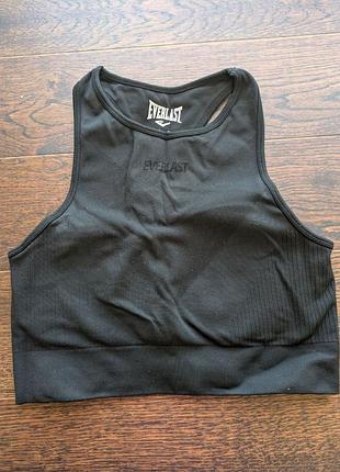 Черный спортивный бесшовный топ everlast seamless sports bra с чашечками (оригинал, размер u9 12 / m)