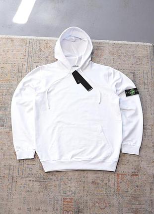 Худи белый stone island-патч осень