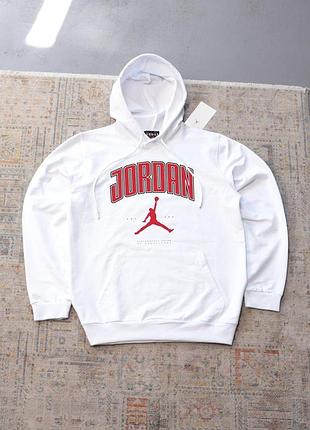 Худи белый jordan-red надпись осень
