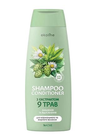 Шампунь acme color ekoline с экстрактами 9 трав для нормальных и жирных волос 400 мл