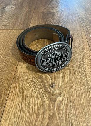 Вінтажний шкіряний ремінь harley-davidson genuine motor oil buckle leather belt made in usa
