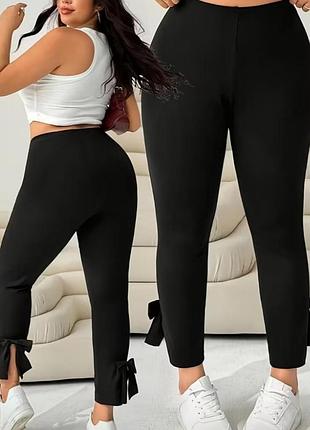 Чорні жіночі лосіни, леггінси з бантиками р.xl-xxl