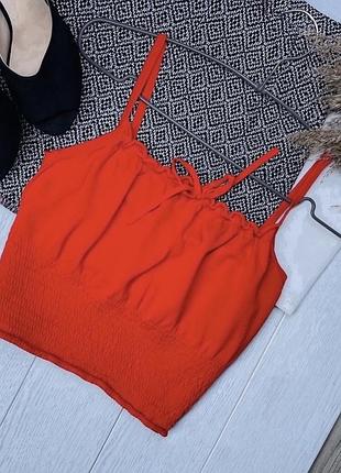 Літній топ asos s в’язаний топ морквяний короткий топ на тонких бретельках