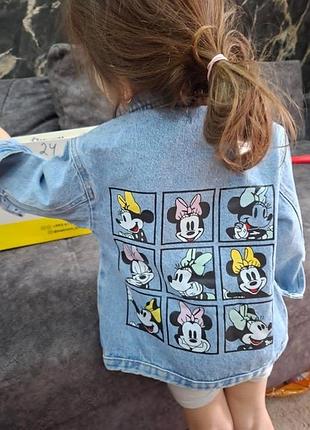 Супер крута стильна джинсова сорочка курточка з minnie mouse на дівчинку 4/5р zara