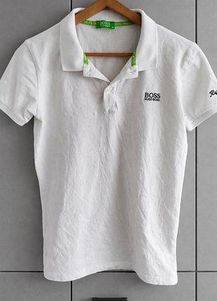 Мужская футболка поло hugo boss (m) оригинал белая / поло хуго босс