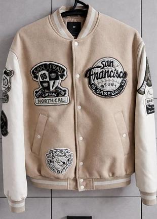 Вінтажна varsity куртка h&m san francisco / baseball / peninsula bolts l