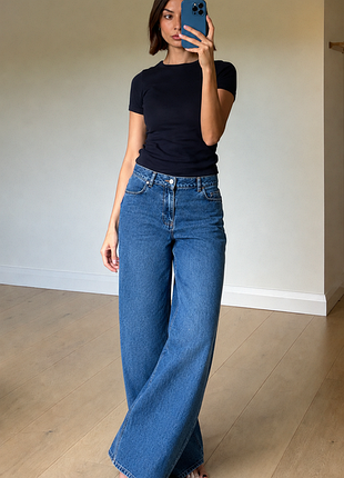 Джинсы широкие zara, палаццо,  wide leg (размер xs / eur 34)