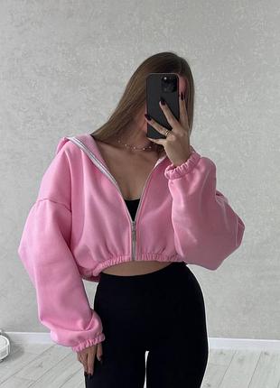 Женское зип-худи oversize на флисе | 42-48 | черный, шоколад, молоко и др.