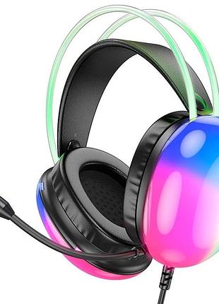 Игровые наушники hoco w109 rich накладные с монолитной конструкцией и интегрированным кабелем черные