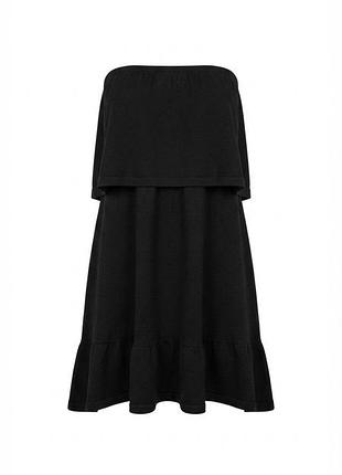 Платье черное yours мини бандо с воланом plus size