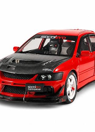 Металева машинка mitsubishi lancer evolution ix 1:24 інерційний механізм світло фар звук двигуна відкривання дверей