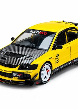 Mitsubishi lancer evolution ix модель авто 1:24 металева машинка інерція світло фар звук двигуна відчиняються двері