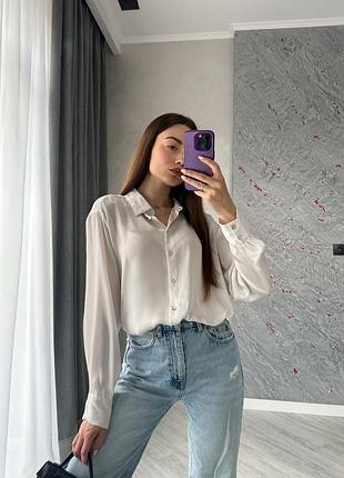 Біла сатинова сорочка zara