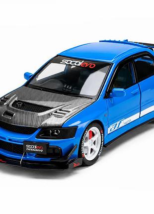 Модель автомобиля mitsubishi lancer evolution ix 1:24 металлическая машинка инерция светятся фары звук двигателя двери открываются
