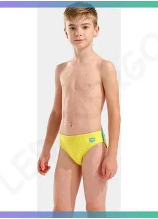 Плавки arena swim briefs solid желтые и бирюзовые для плавания для мальчиков 164 см sku_008371-380