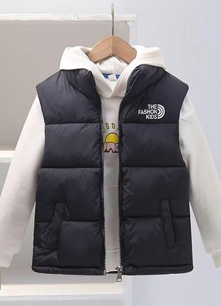 ✨новая с биркой! 🖤"the fashion kids" 🧥дута жилетка 🖤черная пуховик🖤9/10 лет