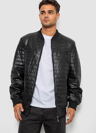 Куртка мужская однотонная экокожа, цвет черный, 214r608 xxxl, 54, xxxl