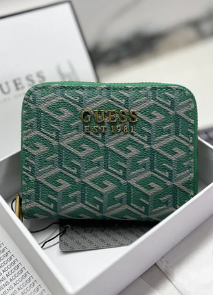 Кожаный кошелек guess фирменный кошелек от гесс для девушки женский портмоне 12х9.5х3 см на молнии