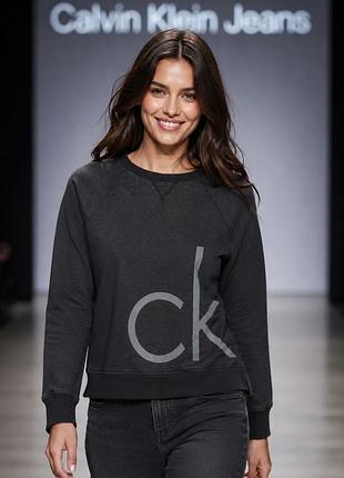 Світшот жіночий calvin klein jeans сіро чорний розмір m поліестер бавовна