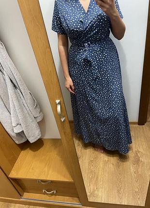 Сукня жіноча в горошок блакитна l - xl