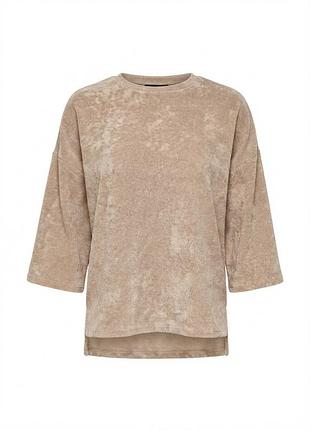Кофта бежевая плюшевая primark оверсайз фактурная с рукавом 3/4