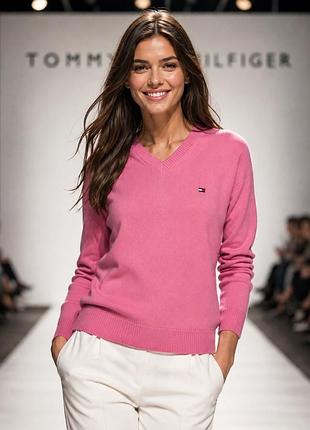 Джемпер жіночий tommy hilfiger, рожевий, розмір l, 100% бавовна