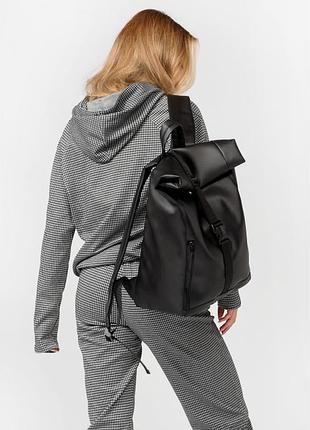 Женский рюкзак sambag rolltop one черный, городской рюкзак из экокожи