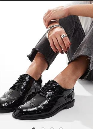 Туфлі жіночі лофери asos✨ 38/39 розмір жіночі лакові туфлі броги лоферы туфли осенние