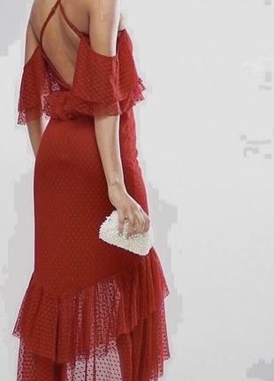 Нова вечірня сукня asos xxl міді плаття великого розміру червона сукня в горох фатинова сукня батал