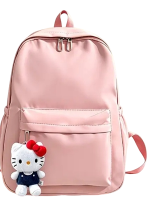 Детский рюкзак с брелком hello kitty| розовый рюкзак для девочки