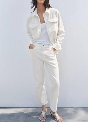 Жіночі бежеві вкорочені прямі джинси straight zara розмір 34 xs-s