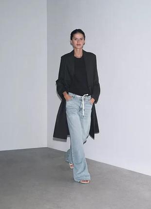 Жіночі вільні джинси на шнурку relaxed leg - full length zara розмір 36 s 38 м