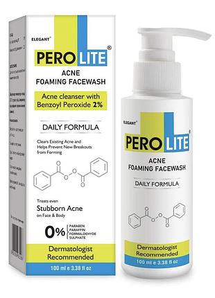 Засіб для вмивання з 2% бензоїл пероксиду перолайт perolite foaming facewash benzoyl peroxide 100мл