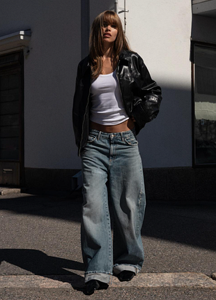 Джинсы baggy с подшитым низом zara