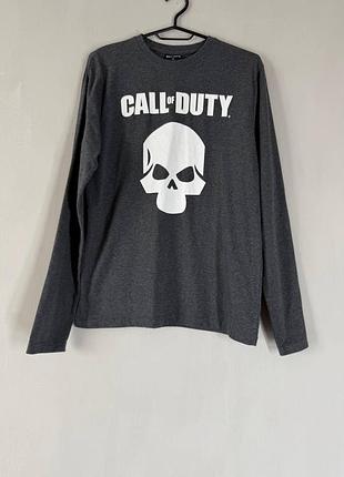 Лонгслів call of duty з принтом черепа темно-сірий меланж xs