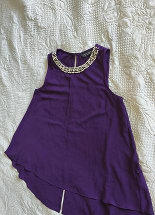 Блузка dorothy perkins 36р.женская фиолетовая декорированная кристаллами