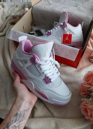 Кроссовки jordan 4 white/pink