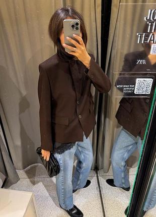 Коричневый шикарный оверсайз пиджак с поднятым воротником zara
💎💎💎💎💎💎💎💎💎