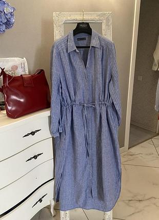 Классное льняное платье большого размера